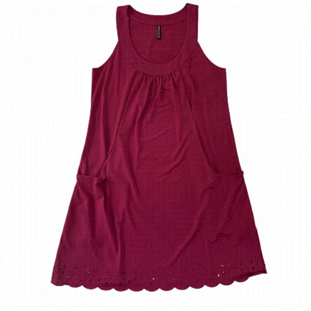 SIMON Chang dress fushia pink sleeveless feminine pockets size medium